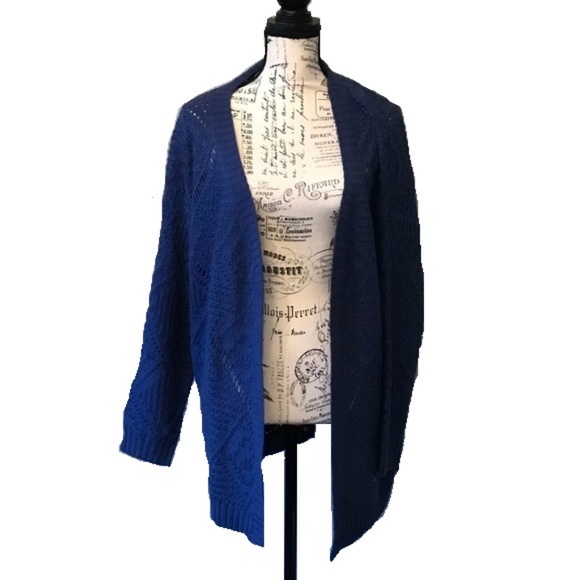 Open Front Soft Knit Cardigan Blue - Picture 2 of 5